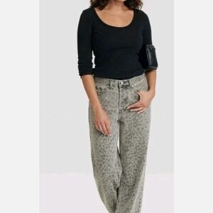 Universal Thread Gray Animal Print Wide Leg Jeans